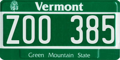 VT license plate ZOO385