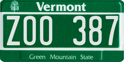VT license plate ZOO387
