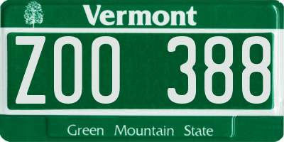 VT license plate ZOO388