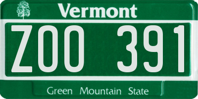 VT license plate ZOO391