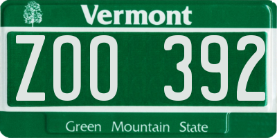 VT license plate ZOO392