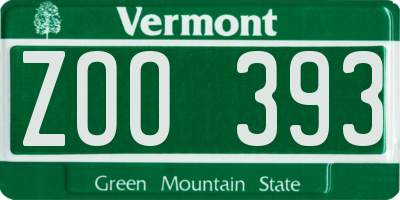 VT license plate ZOO393