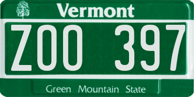 VT license plate ZOO397