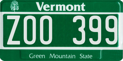 VT license plate ZOO399