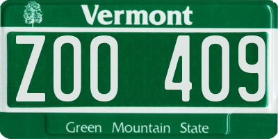 VT license plate ZOO409