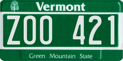 VT license plate ZOO421