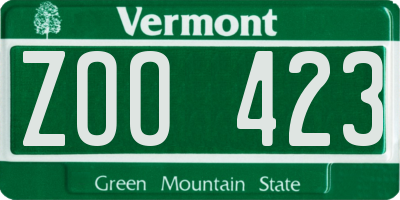 VT license plate ZOO423