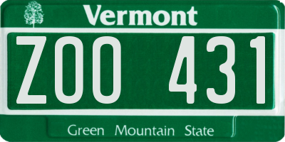 VT license plate ZOO431