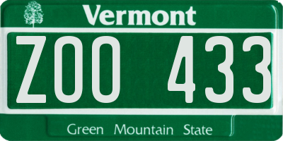 VT license plate ZOO433