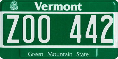 VT license plate ZOO442