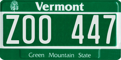 VT license plate ZOO447