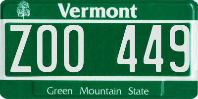 VT license plate ZOO449