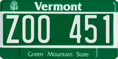 VT license plate ZOO451