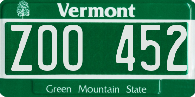 VT license plate ZOO452