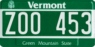 VT license plate ZOO453
