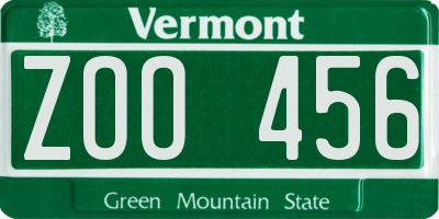 VT license plate ZOO456
