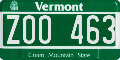 VT license plate ZOO463