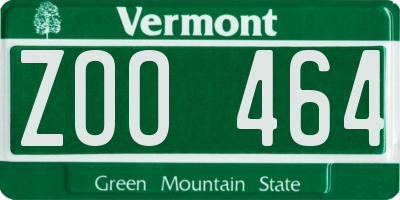 VT license plate ZOO464