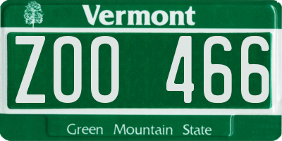 VT license plate ZOO466