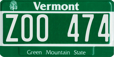 VT license plate ZOO474