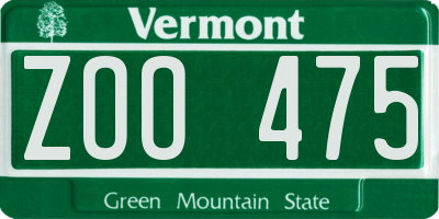 VT license plate ZOO475