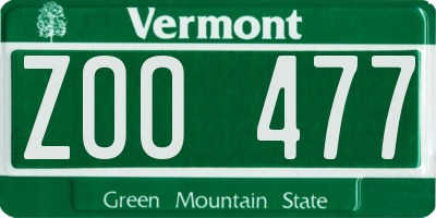 VT license plate ZOO477