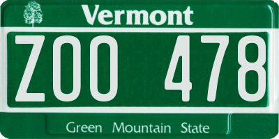 VT license plate ZOO478