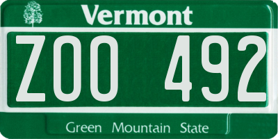 VT license plate ZOO492