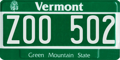 VT license plate ZOO502
