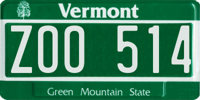 VT license plate ZOO514