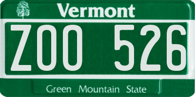 VT license plate ZOO526