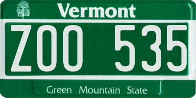 VT license plate ZOO535
