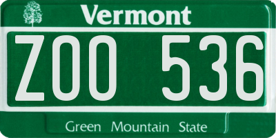 VT license plate ZOO536