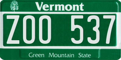 VT license plate ZOO537
