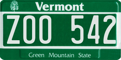 VT license plate ZOO542