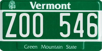 VT license plate ZOO546