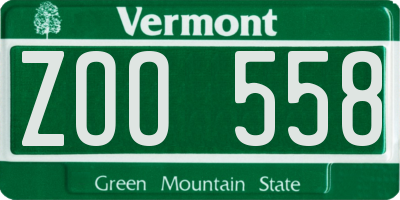 VT license plate ZOO558