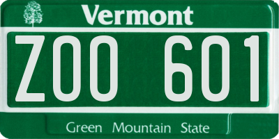 VT license plate ZOO601