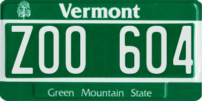VT license plate ZOO604