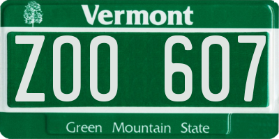 VT license plate ZOO607