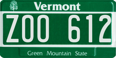 VT license plate ZOO612