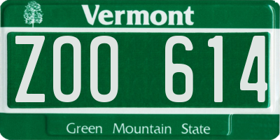 VT license plate ZOO614