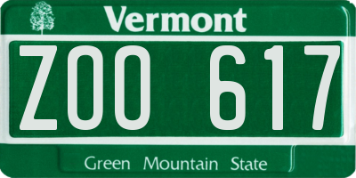 VT license plate ZOO617