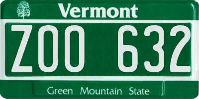 VT license plate ZOO632