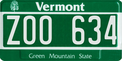 VT license plate ZOO634