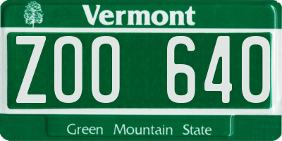 VT license plate ZOO640