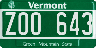 VT license plate ZOO643