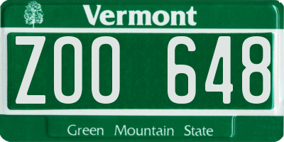 VT license plate ZOO648