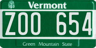 VT license plate ZOO654