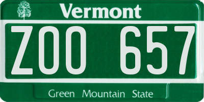 VT license plate ZOO657
